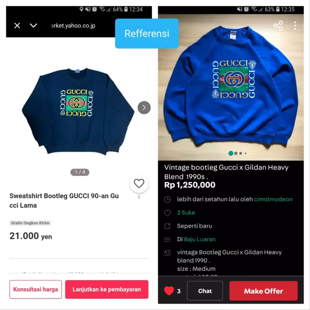 rare vintage 90's gucci x gildan heavy blend crewneck