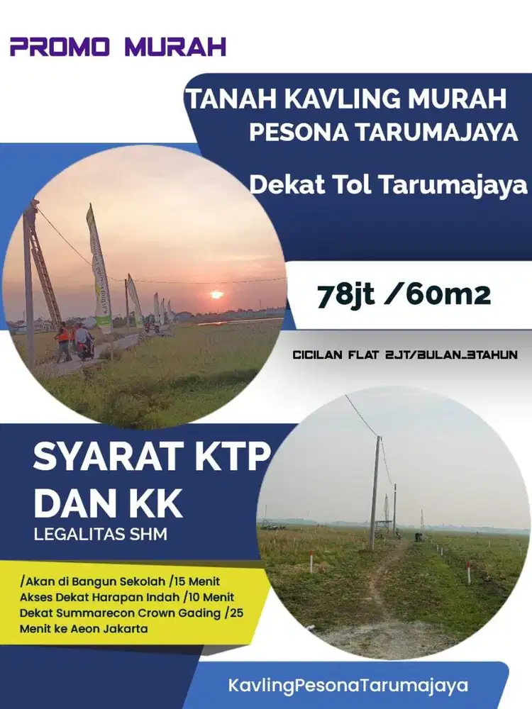 TANAH KAVLING SIAP BANGUN PESONA TARUMAJAYA