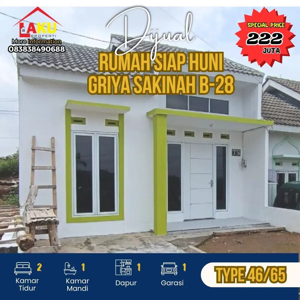 Rumah Ready Siap Huni di Perum Griya Sakinah Blok B-28
