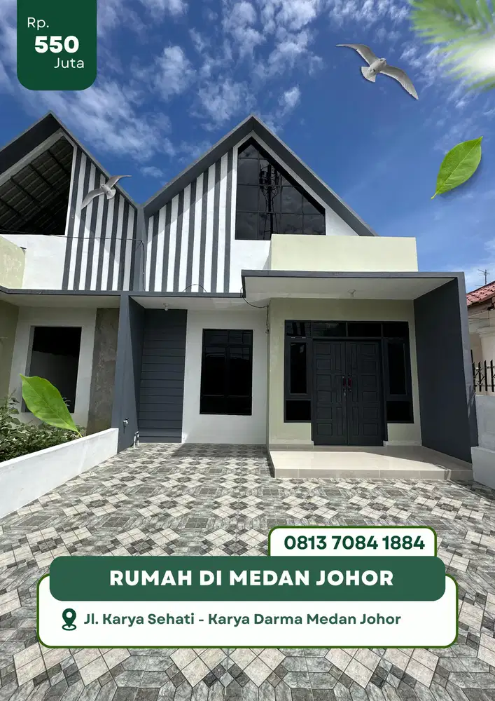 Rumah siap huni di medan johor pinggir jalan