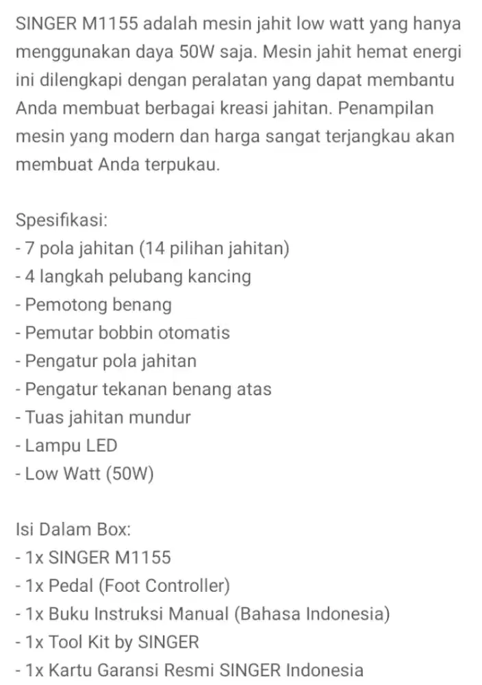 Singer Mesin Jahit Portable