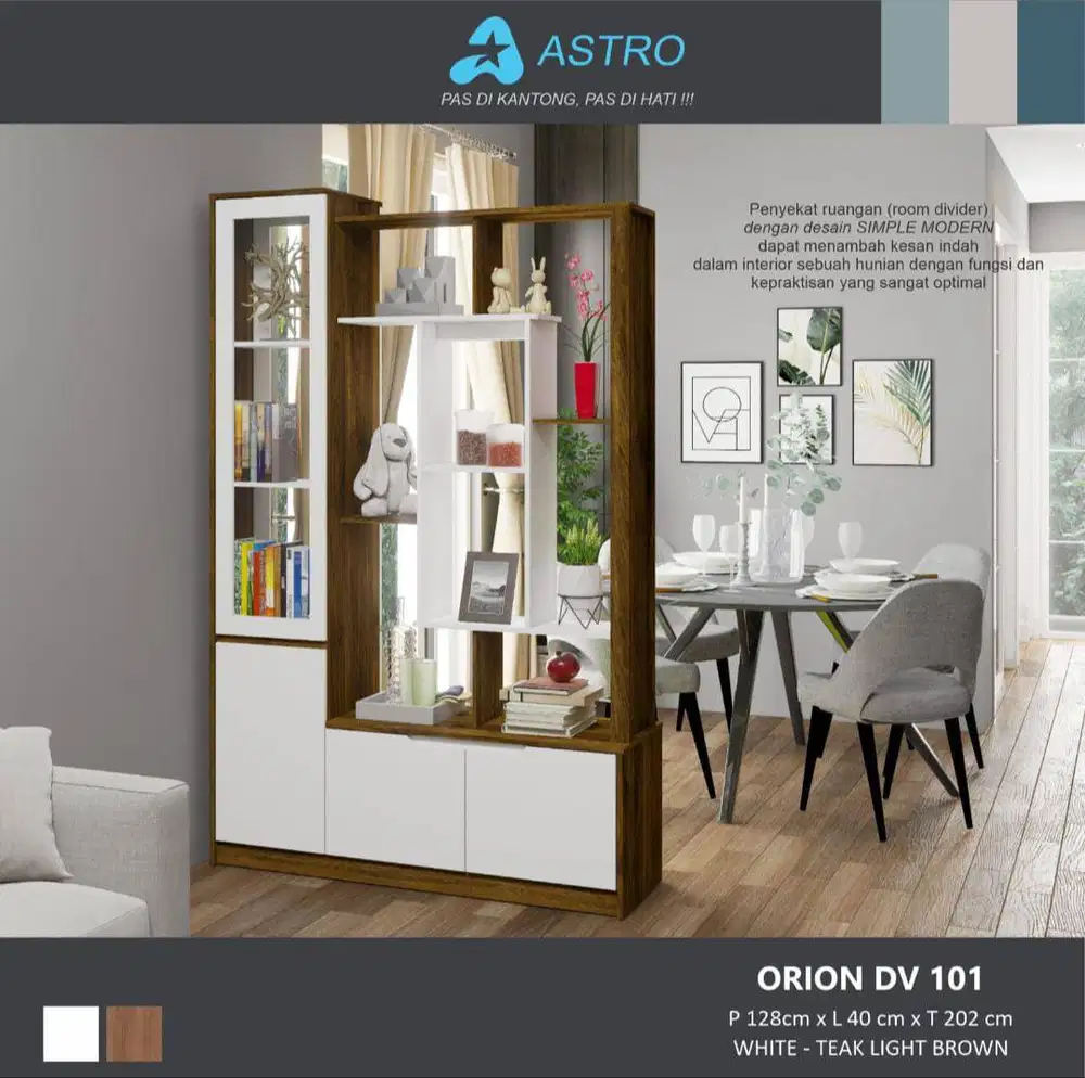 SEKAT/PARTISI FULL RAK+ LEMARI SAMPING + PINTU BAWAH