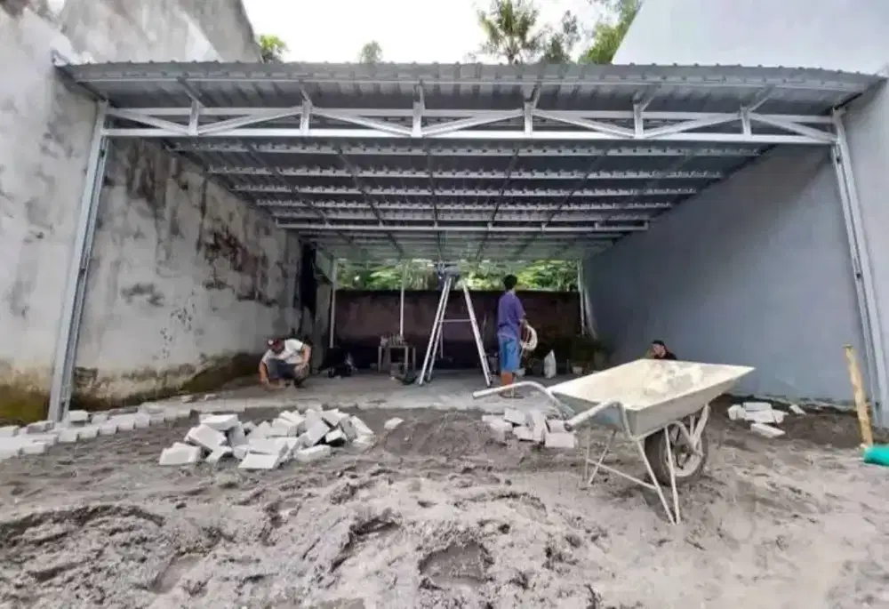 Kanopi bajaringan,rangka atap baja ringan,renopasi atap,plafon pvc