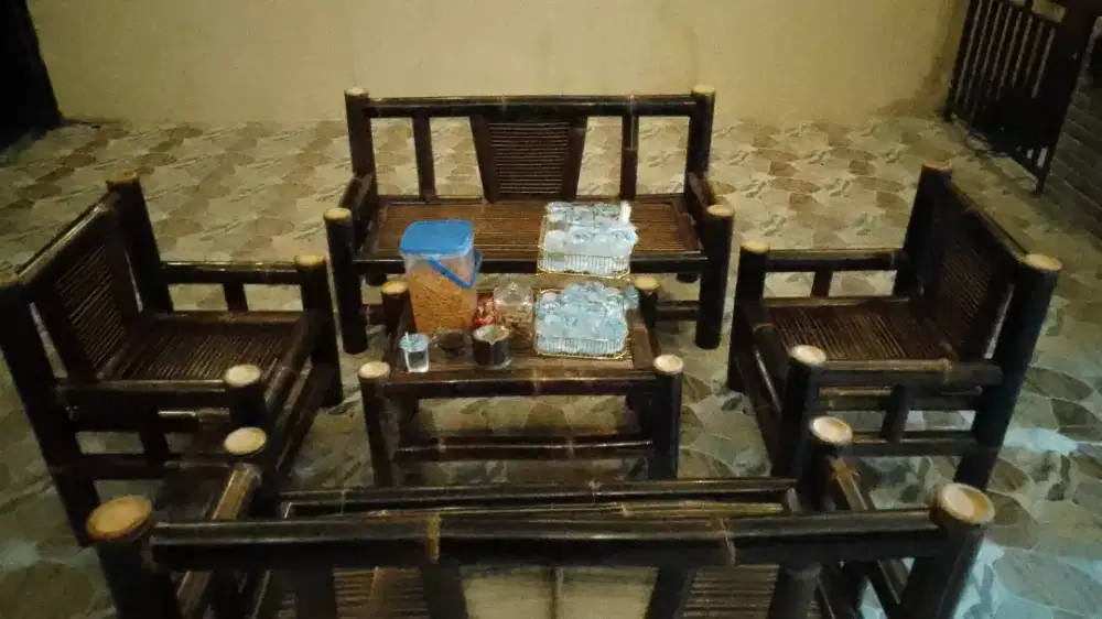 kursi Stelan Asli Bambu Hitam