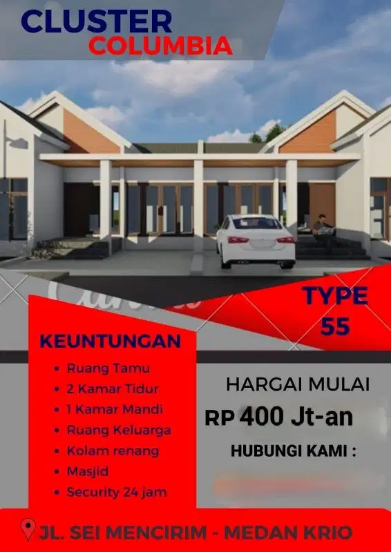 DIJUAL RUMAH DEKAT MEDAN SUNGGAL FASILITAS MASJID  LUAS