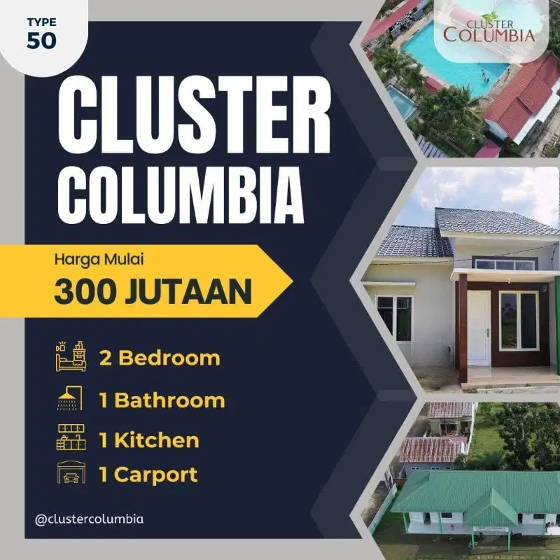 DIJUAL RUMAH READY STOK TYPE 50 Ada KOLAM RENANG DAN SEKURITI 24 JAM