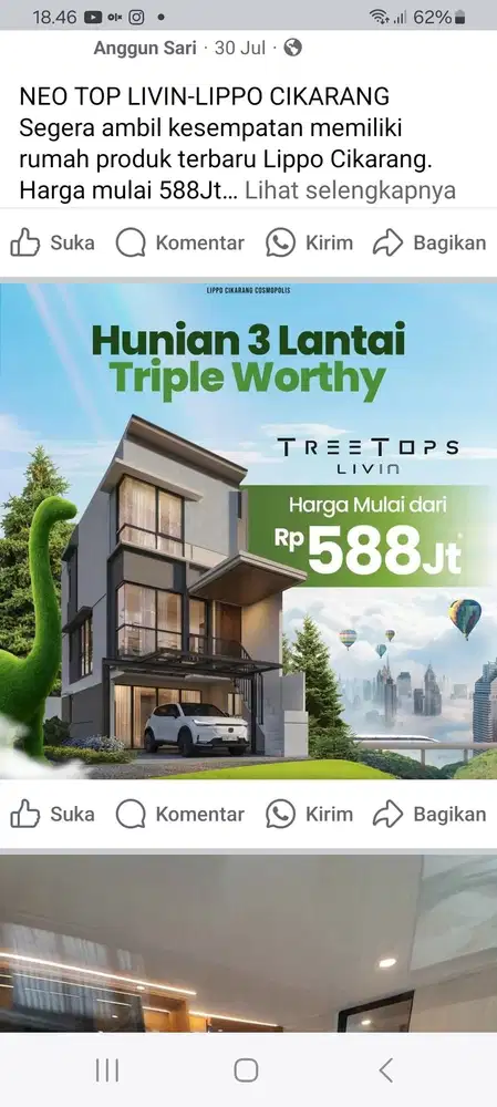 Rumah 2 lantai harga 400 jutaaan
