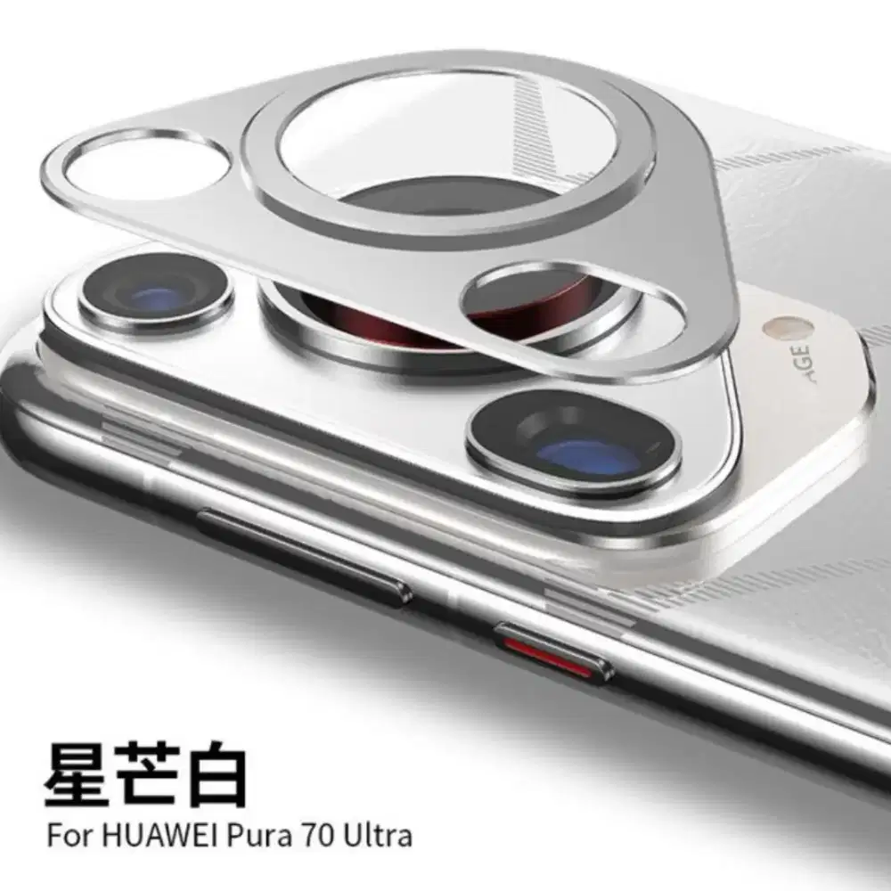 Pelindung Kamera Huawei Pura 70 Ultra Warna Silver bahan Metal
