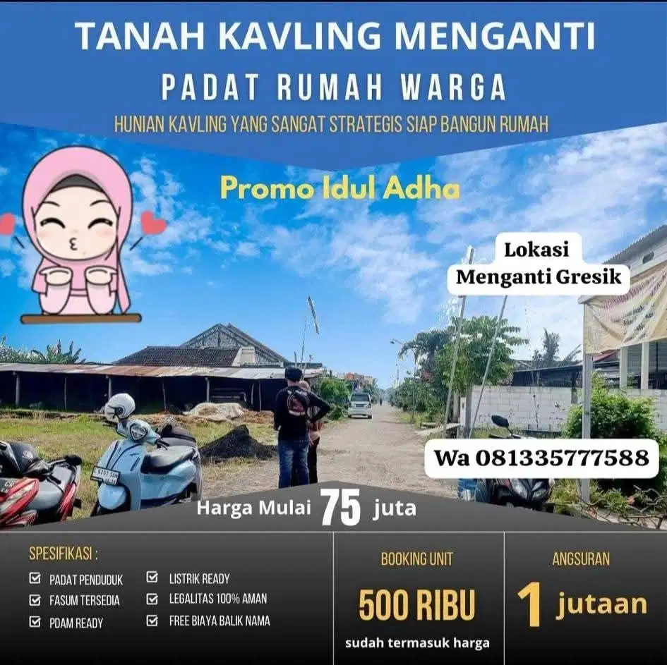 Tanah Kavling Siap Bangun Strategis di Menganti Gresik