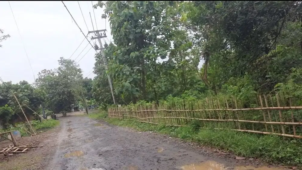 Dijual tanah kebun 2462 m2 untuk gudang lebar muka 75 meter