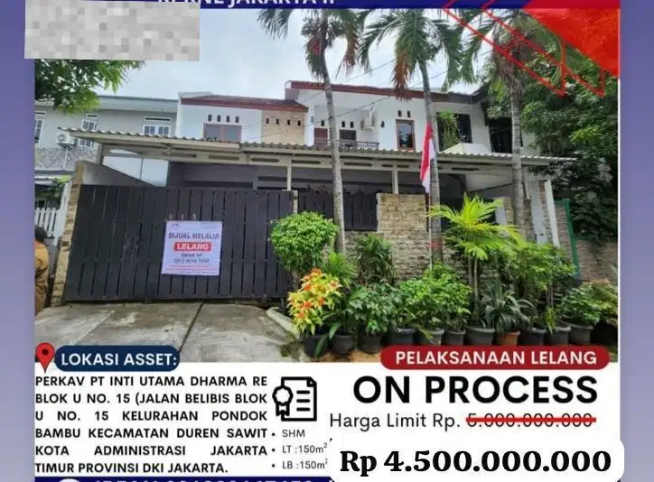 Djual rumah kav murah di pondok bambu Jaktim