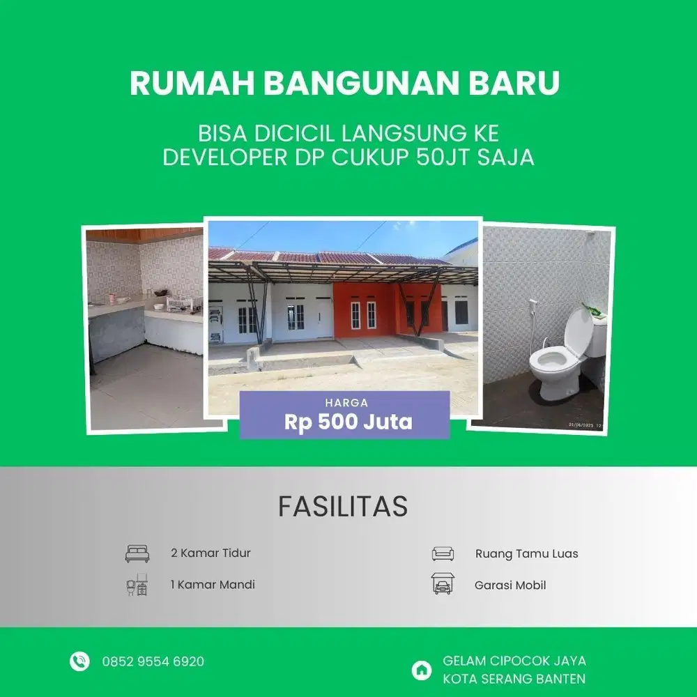 RUMAH BANGUNAN BARU SIAP HUNI CUKUP DP 50 JT SERAH TERIMA KUNCI