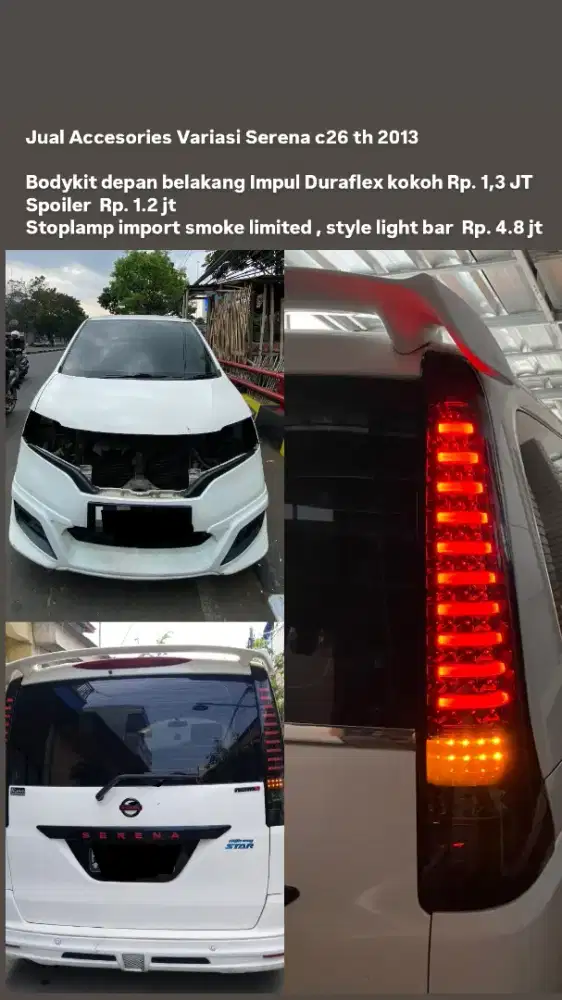 Variasi Serena c26 bodykit spoiler lampu