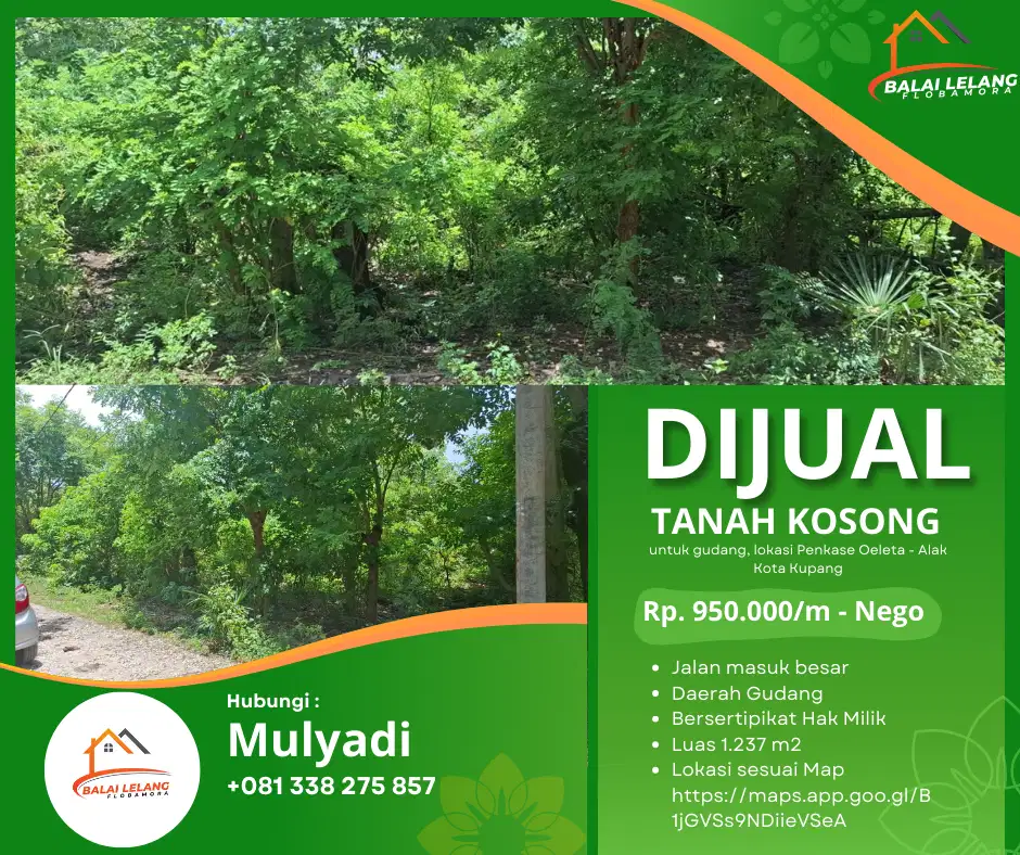 Dijual Tanah kosong untuk Gudang