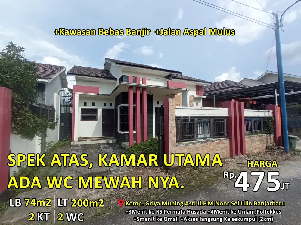 Rumah mewah siap huni full spec tanah luas di jl.p.m noor