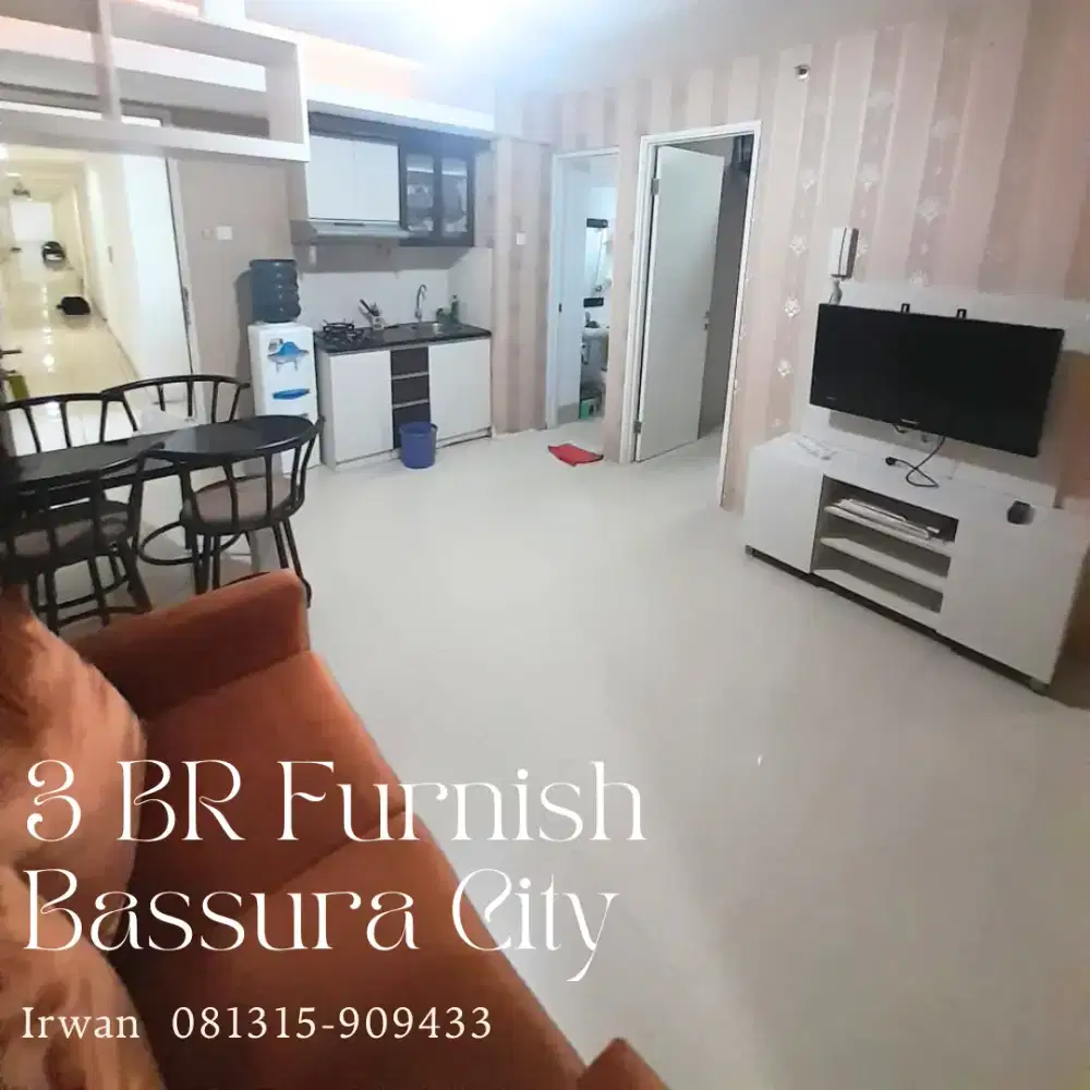 Sewakan 3 Bedroom Furnished Apartemen Bassura City Lantai Rendah