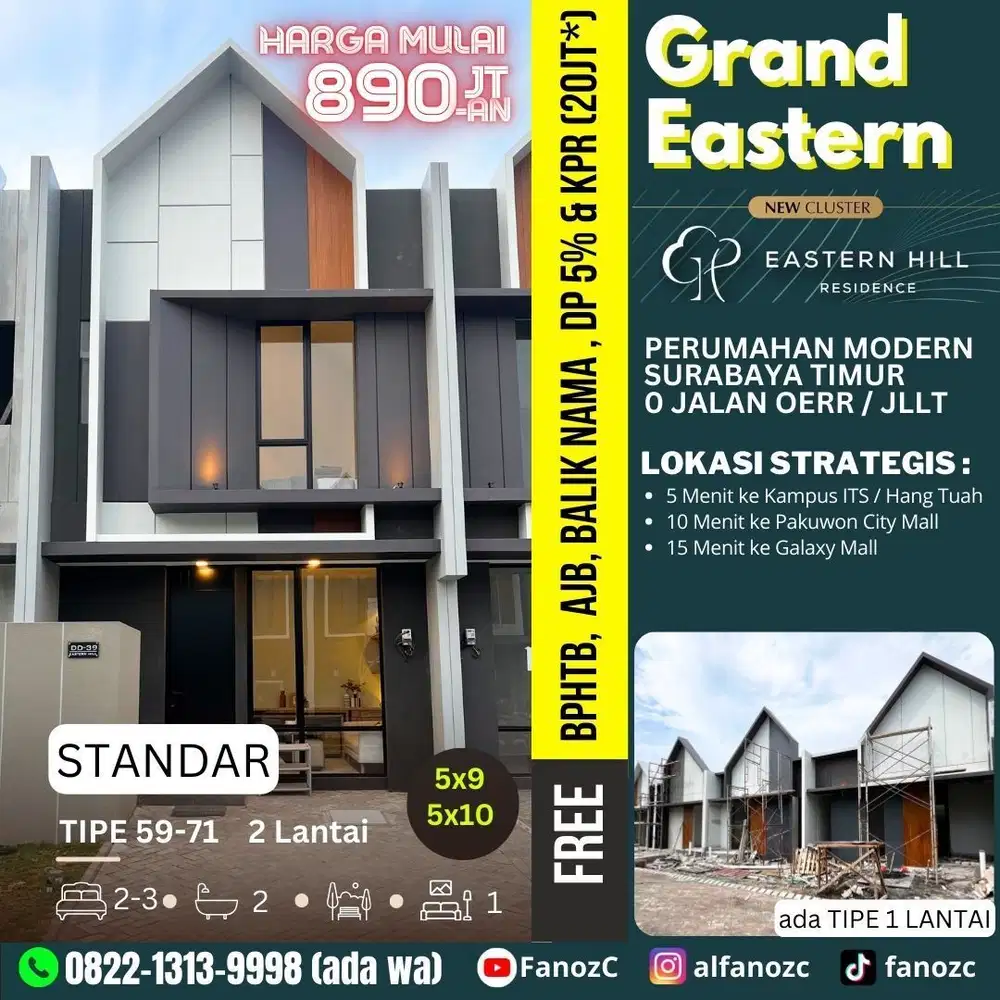 Grand Eastern, perumahan surabaya, rumah modern minimalis, tipe 2 lt