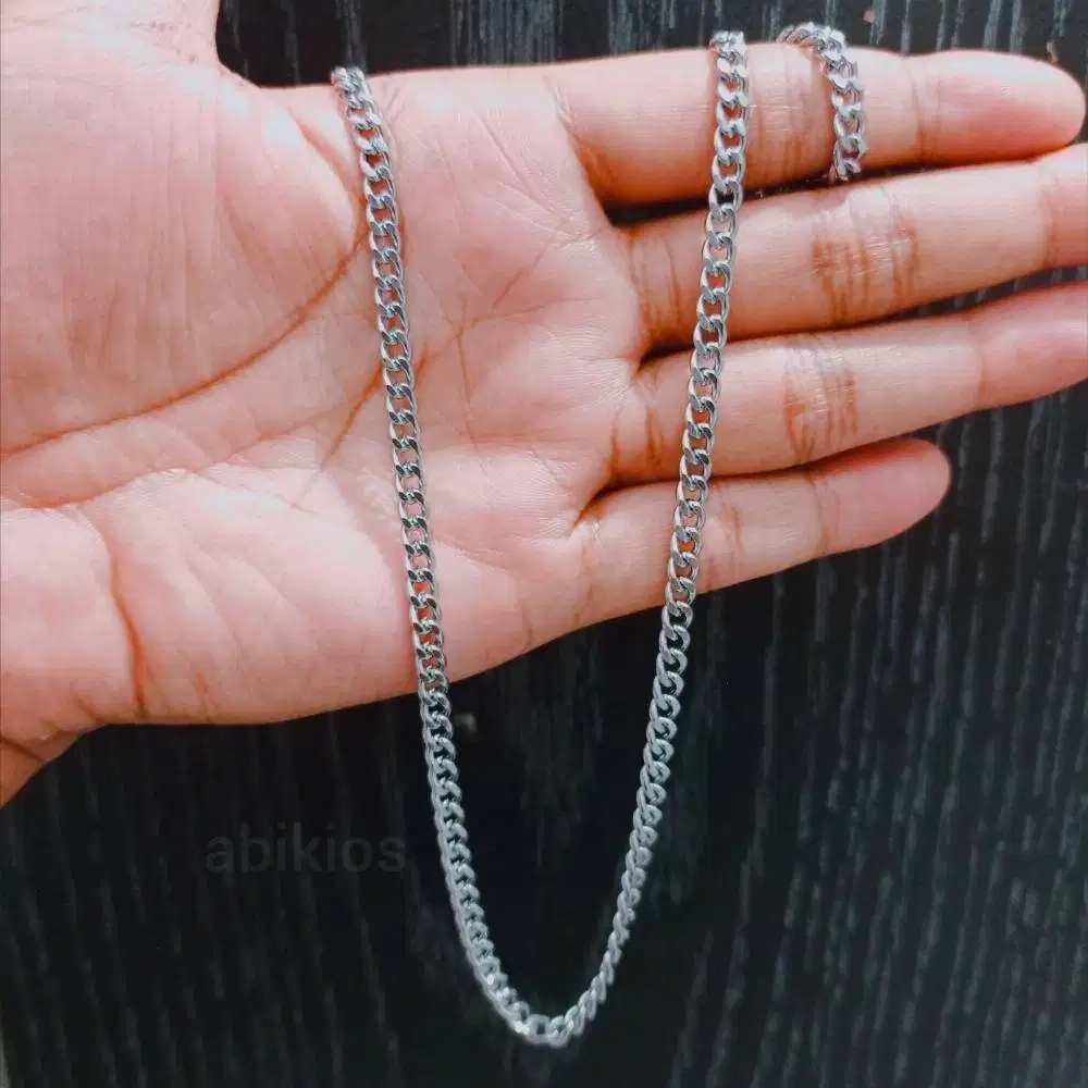 Kalung simpel rantai pria good kl27 silver pengait