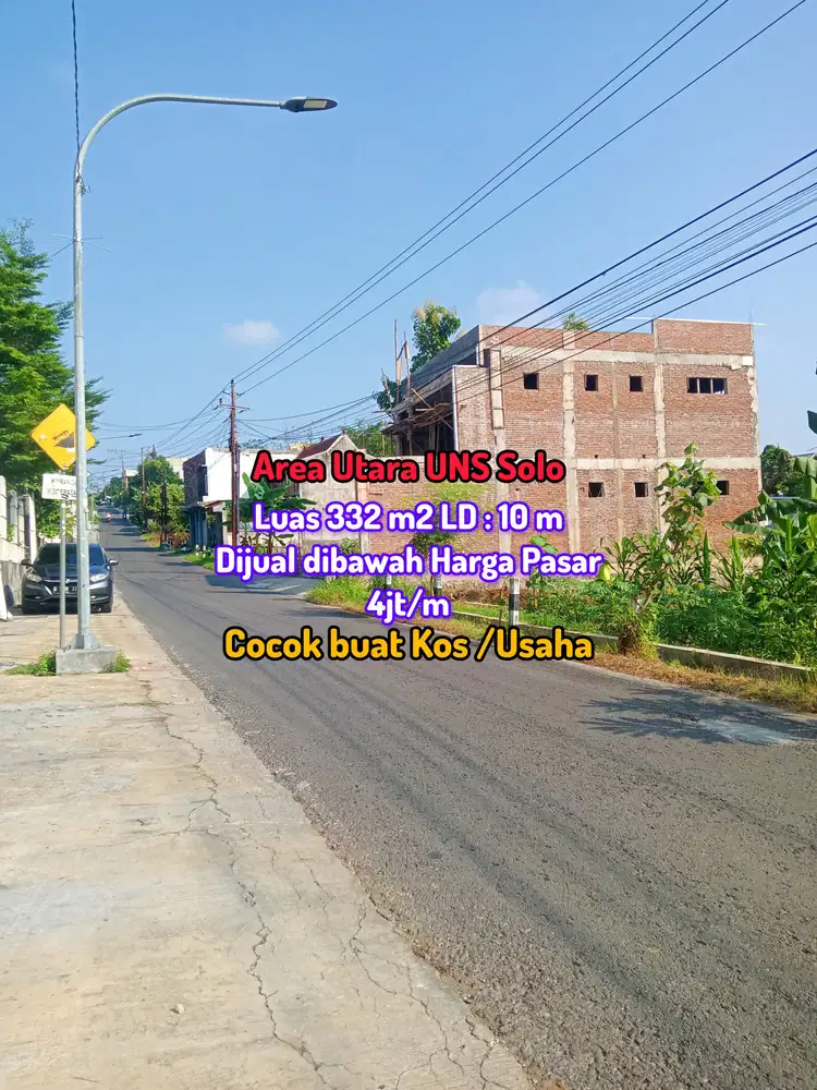 TANAH STRATEGIS UTARA KAMPUS UNS SOLO COCOK BUAT KOS DAN USAHA JEBRES