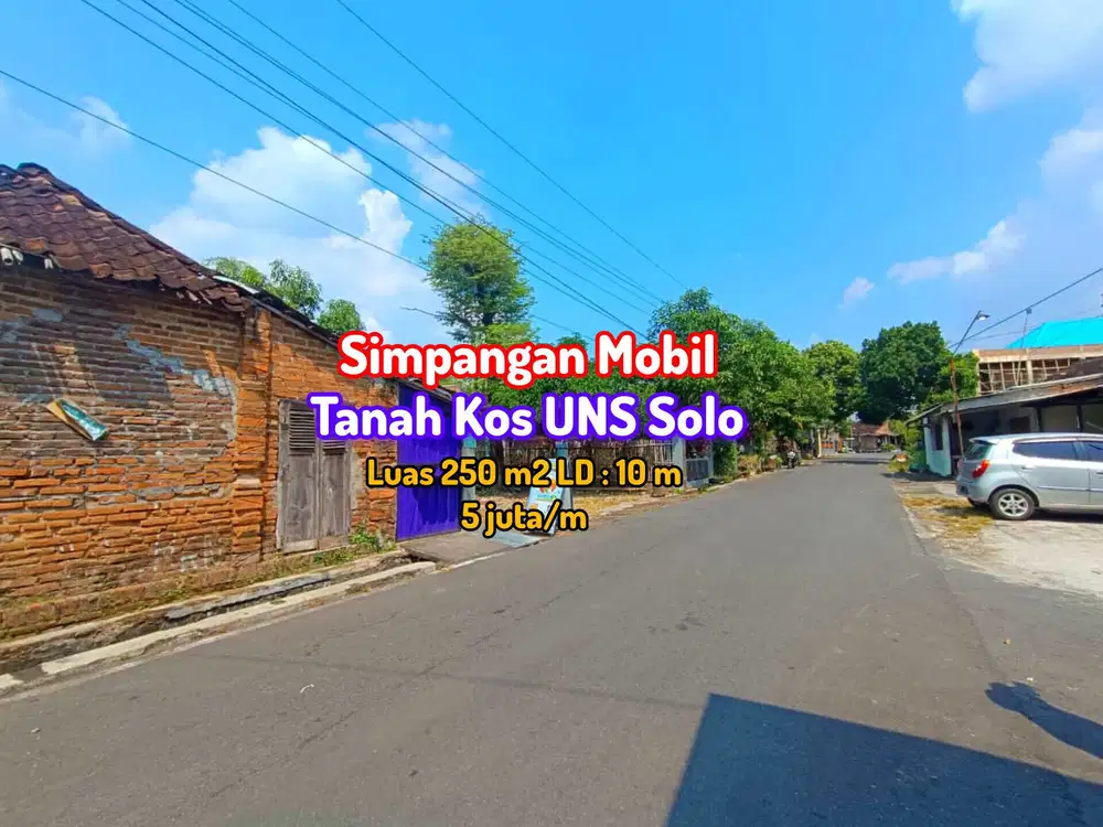 TANAH AREA BELAKANG KAMPUS UNS SOLO SIMPANGAN MOBIL COCOK BUAT KOS