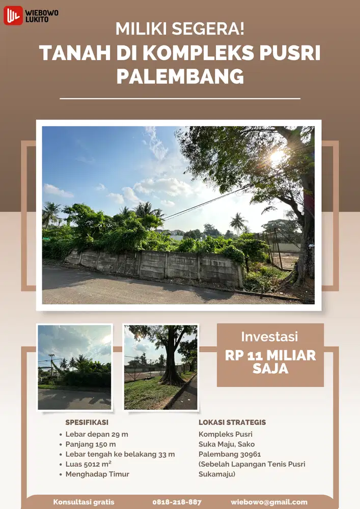 Lahan Pusri Palembang Seluas 5019 m²