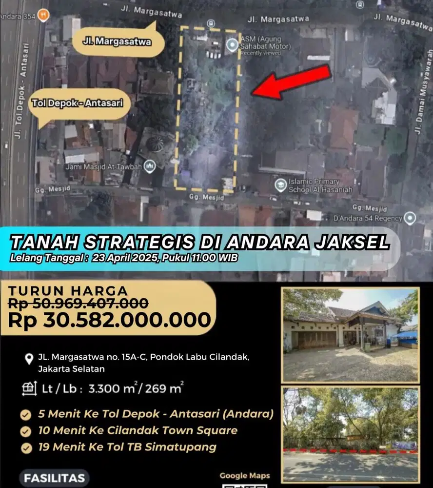 dijual tanah strategis di Andara jakarta selatan