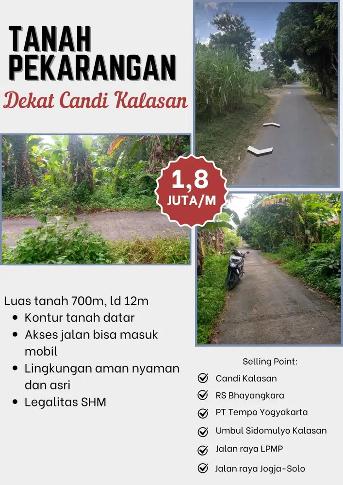 TANAH PEKARANGAN SHM DEKAT CANDI KALASAN