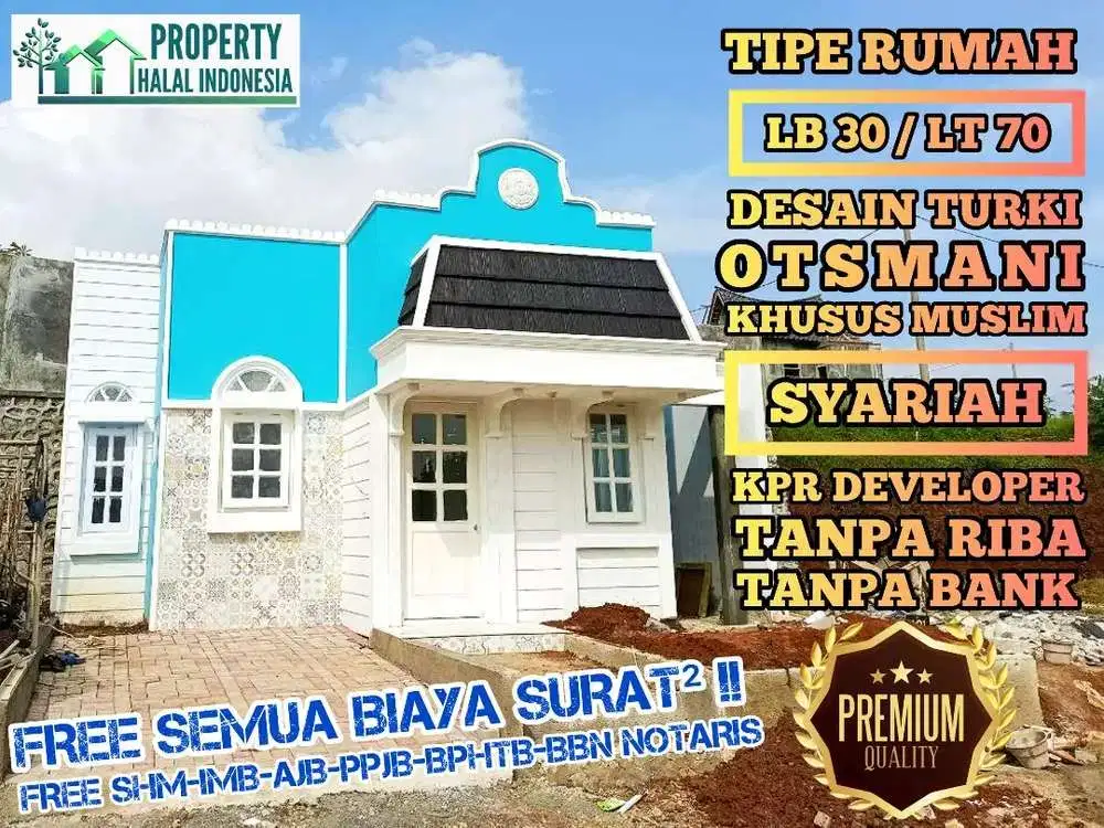 Rumah Desain Turki Otsmani LT. 70 m2 Khusus Muslim SHM IMB Dekat IPB