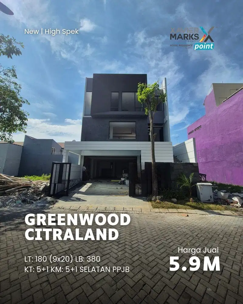 Dijual Rumah Greenwood Citraland , Baru GRESS