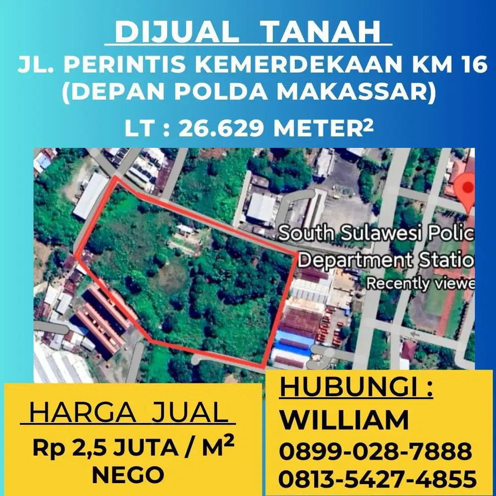 JUAL TANAH STRATEGIS JL PERINTIS KEMERDEKAAN KM 16 MAKASSAR