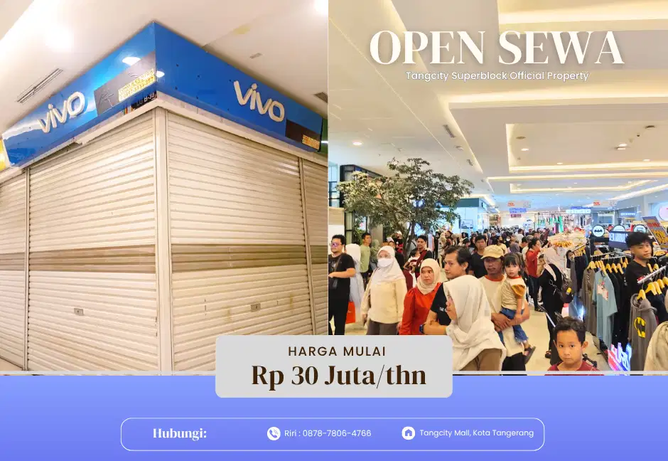 Disewakan Unit LG B30 Tangcity Mall – Spot Strategis depan Oh Some!
