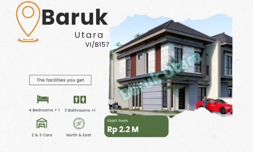 Dijual rumah baru siap huni, murah, di baruk utara