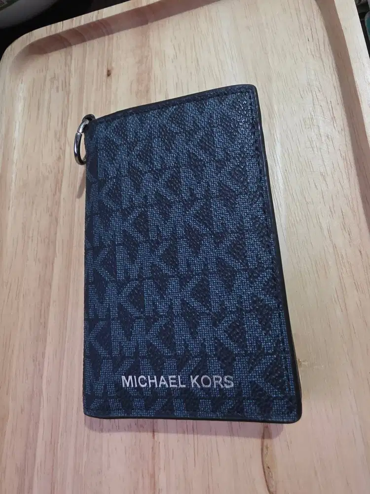 Michael Kors Men's Signature Folding Card Case Blue Preloved