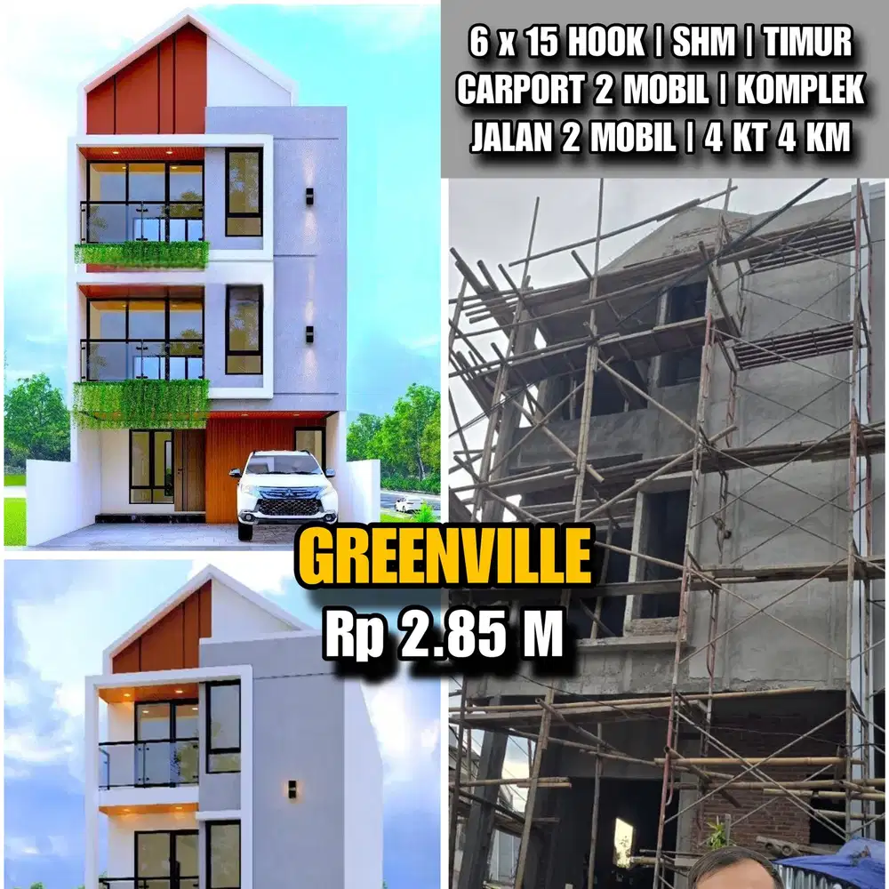 V011 RUMAH BARU 6x15 GREENVILLE DEKAT MALL CENTRAL PARK