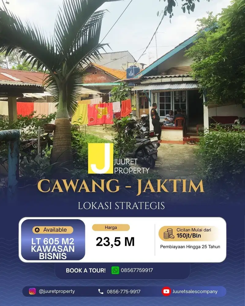 Dijual Tanah dan Bangunan Lokasi Strategis di Cawang Jakarta Timur