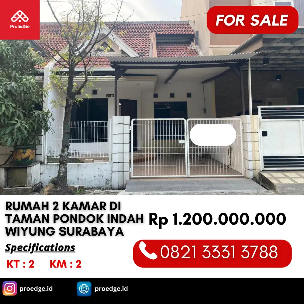 Dijual 1 Miliaran Rumah Cantik di Taman Pondok Indah Wiyung Surabaya