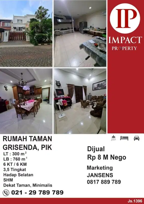 RUMAH TAMAN GRISENDA, PIK (Js.1398)