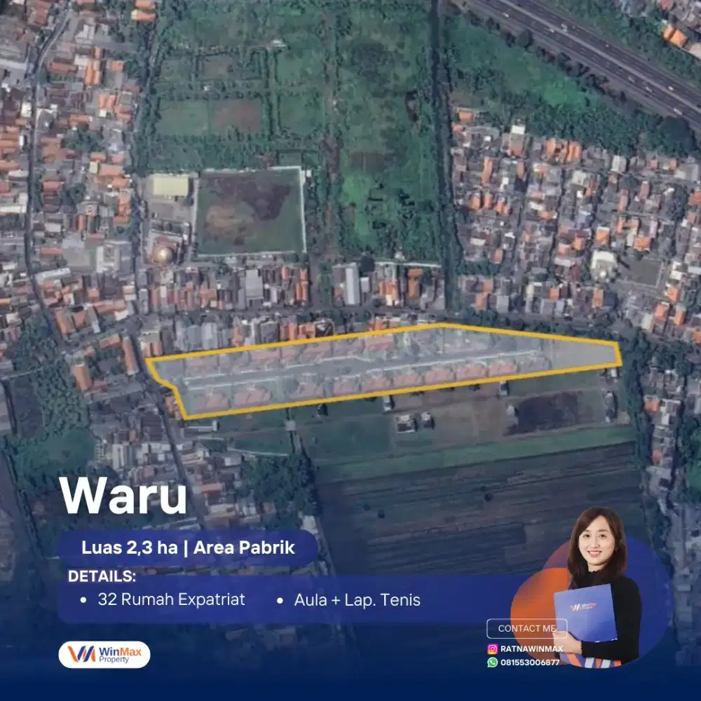 DIJUAL TANAH +BANGUNAN EX MESS PABRIK LOKASI DI AREA INDUSTRI WARU