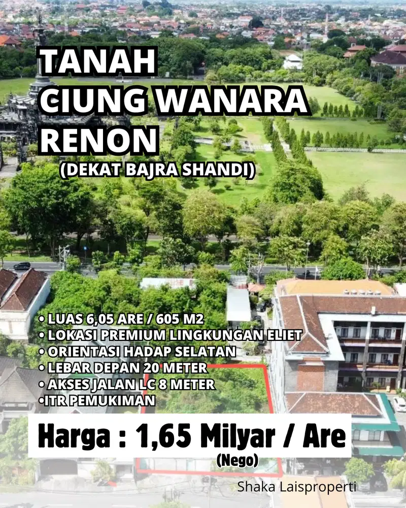 Tanah Kawasan Perumahan Elite Jalan Ciung Wanara Renon Denpasar
