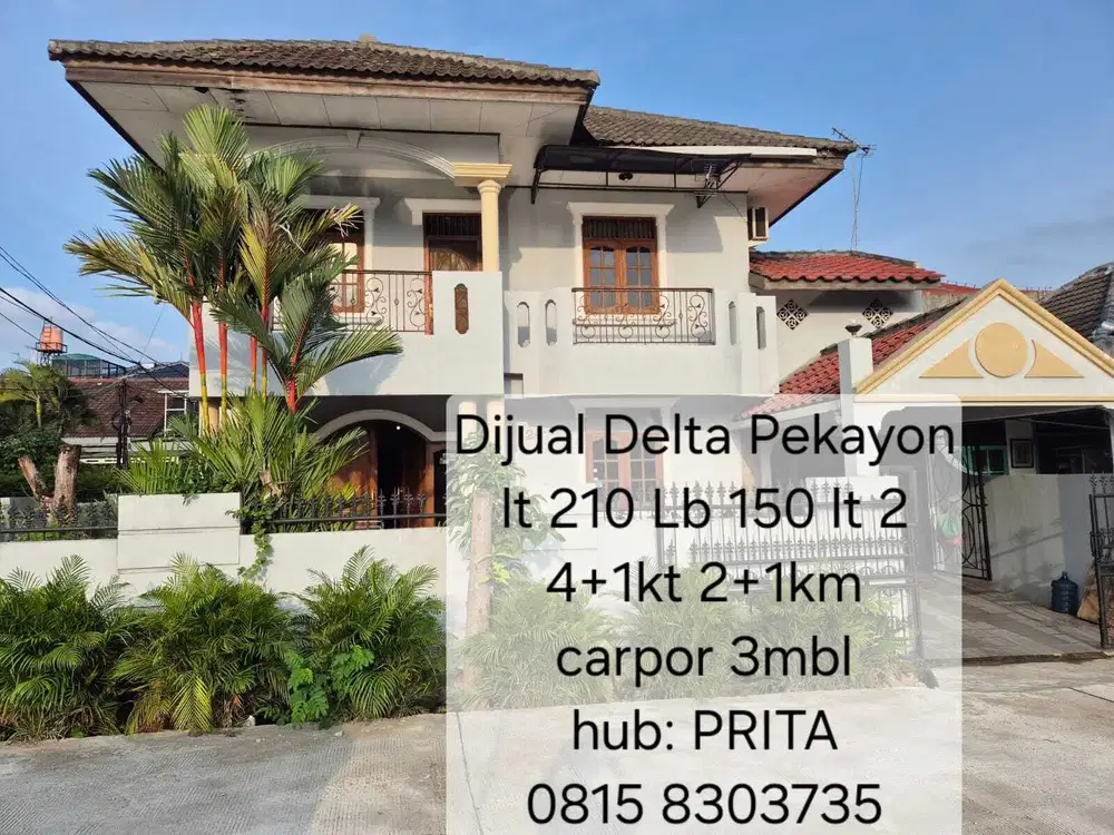 Rmh pojok tingkat, Lt 210, Bng 150, 4+1Kt,  Delta Pekayon, strategis