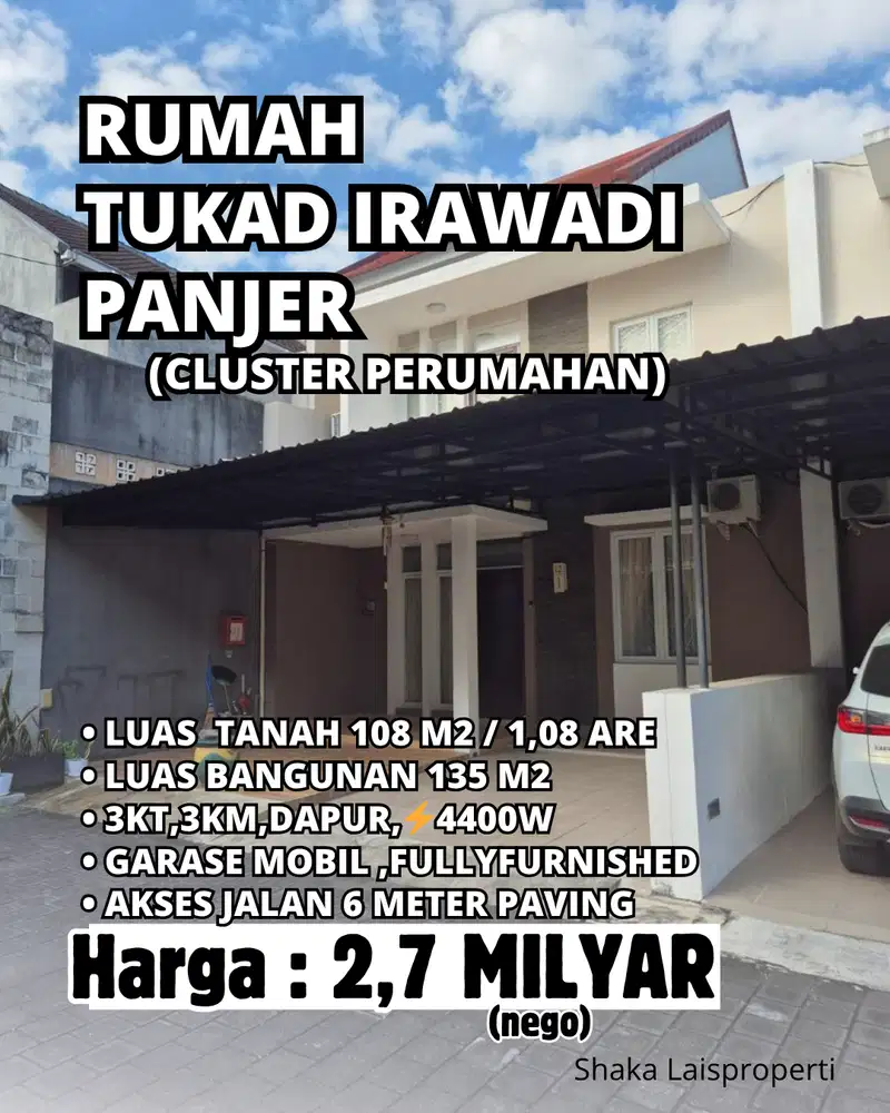 Rumah Lingkungan Cluster Elite Di Tukad Irawadi Renon Panjer