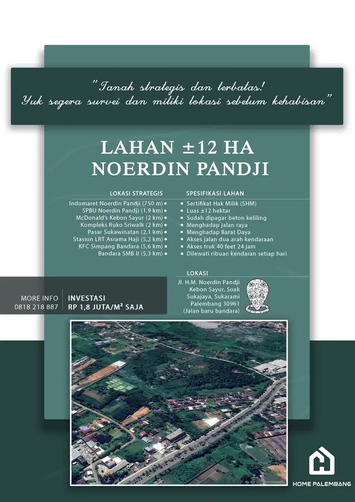 Tanah Noerdin Pandji Palembang Seluas ±12 Hektar