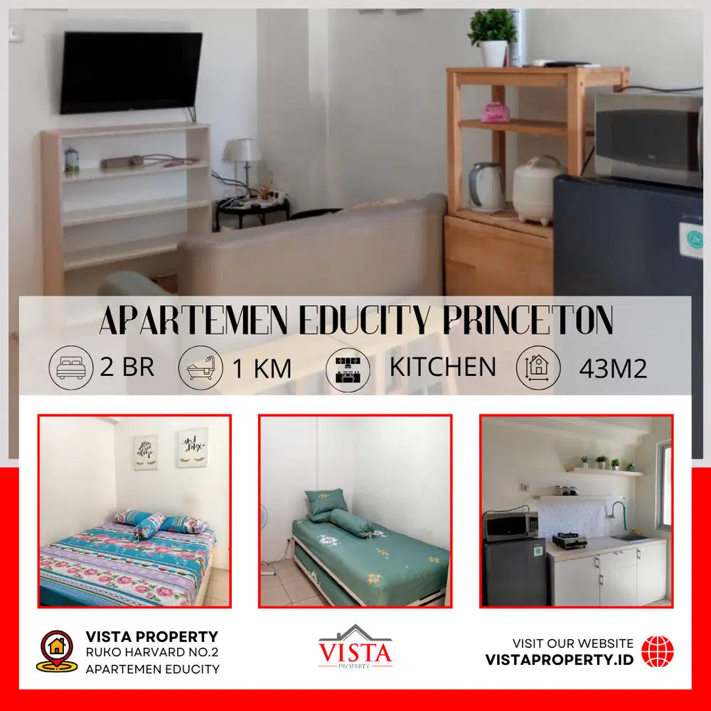 Dijual Murah Educity Princeton 2BR Plus Furnished by Vista Property