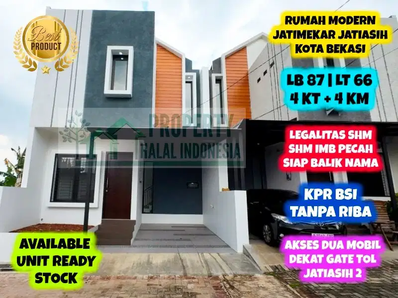 Jual Rumah Siap Huni SHM IMB Pecah Jalan Raya Benda Jatiasih KPR BSI