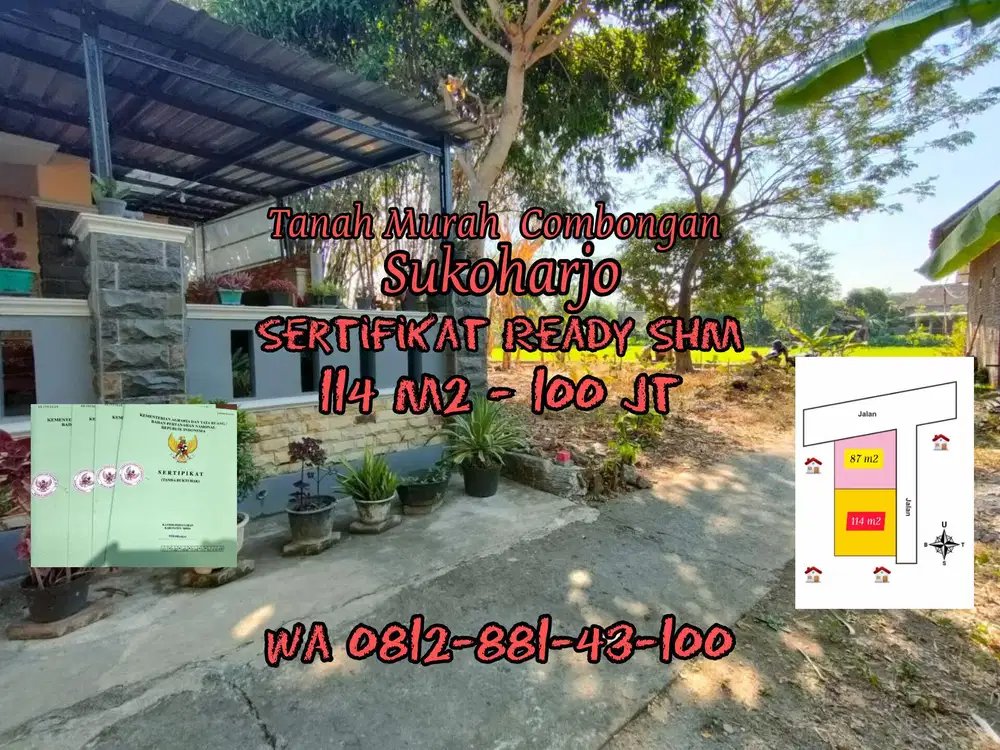 JUAL TANAH MURAH SERTIFIKAT READY SHM DI COMBONGAN SUKOHARJO KOTA