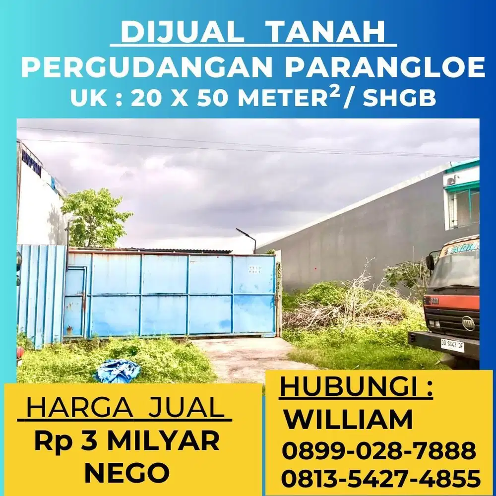 JUAL TANAH PERGUDANGAN PARANGLOE MAKASSAR