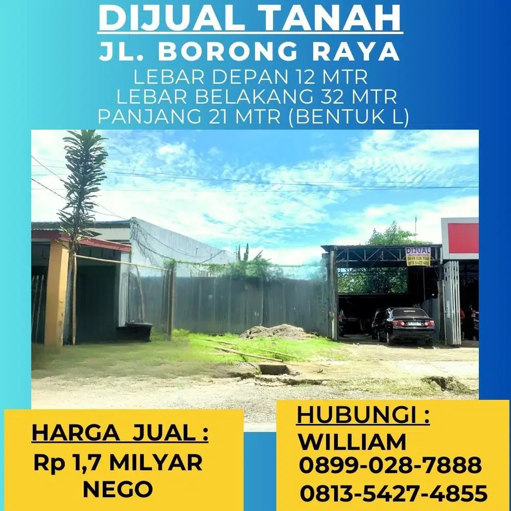 JUAL TANAH JL BORONG RAYA/UJUNG BORI MAKASSAR