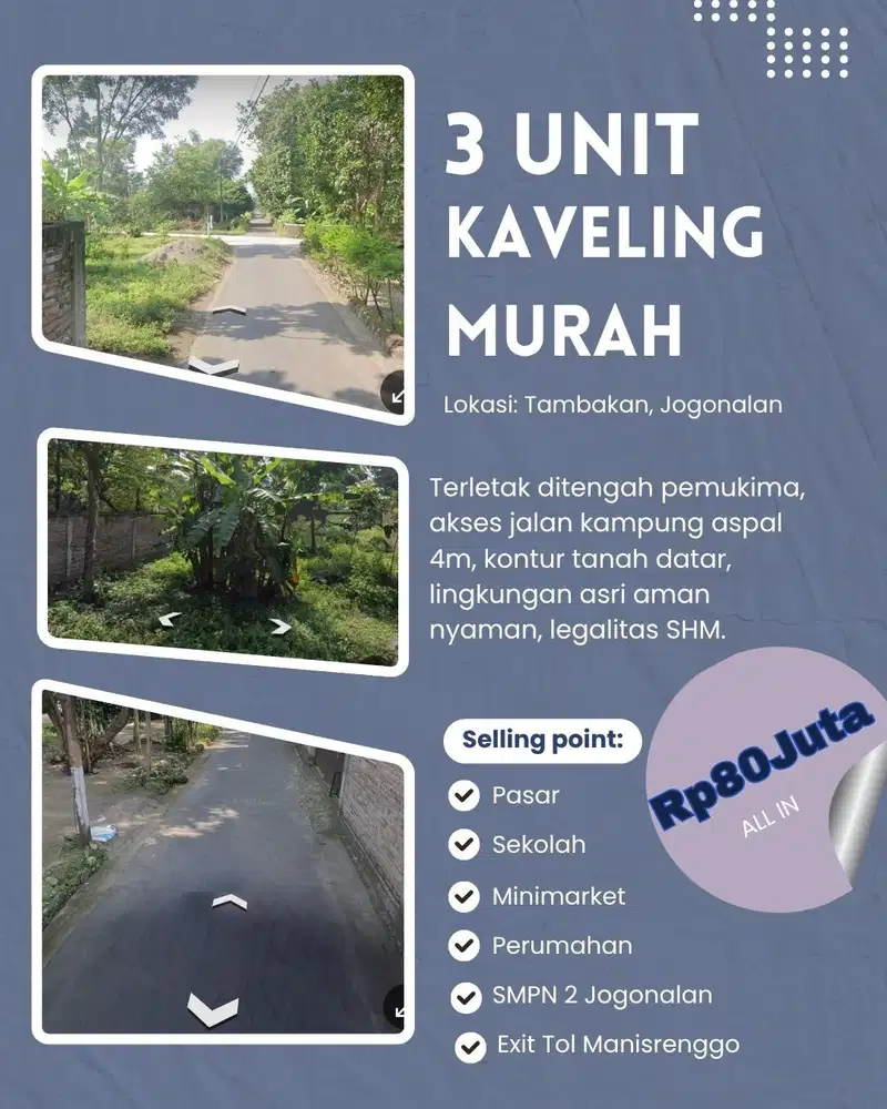 3 UNIT KAVELING MURAH AREA JOGONALAN