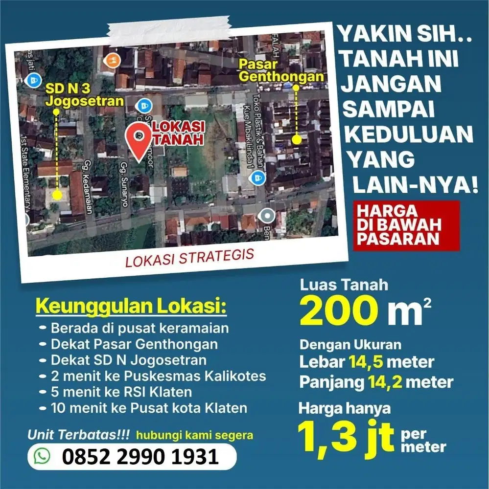 Tanah murah, pekarangan dijual murah, kavlingan tanah murah