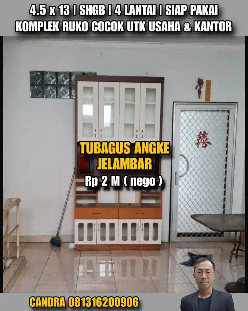 V030 RUKO 4.5x13 JUAL CEPAT TUBAGUS ANGKE JELAMBAR DALAM KOMPLEK